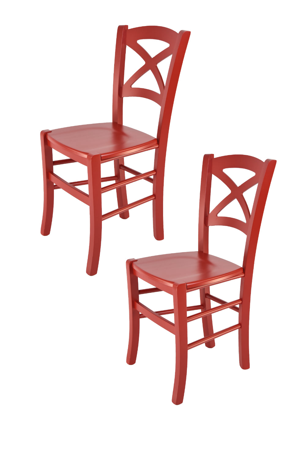 Tommychairs - Set 2 sillas de Cocina y Comedor Cross, Estructura en Madera de Haya lacada Color Rojo y Asiento en Madera