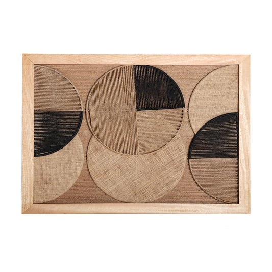 Abstracto khed Panel Decorativo, de Yute, en color Negro/Natural, de 80x3x60cm  - Lastdeco