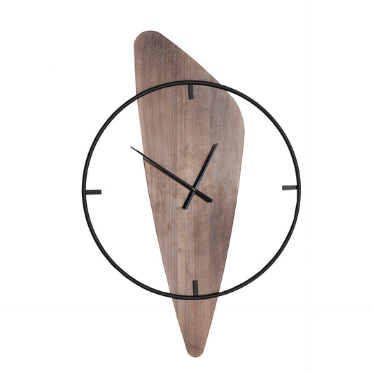 Tiriez Reloj Pared, de Hierro, en color Negro/Natural, de 71x6x106cm  - Lastdeco