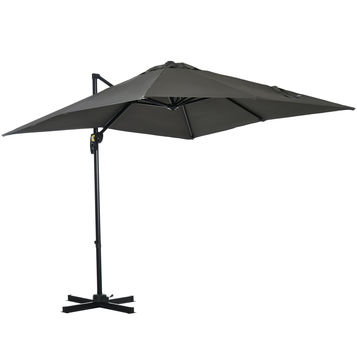 Outsunny Sombrilla de Jardín de Aluminio 245x245x245 cm Parasol Excéntrico con Manivela Giratorio 360° Inclinación de 5 Niveles Tela Desmontable Gris