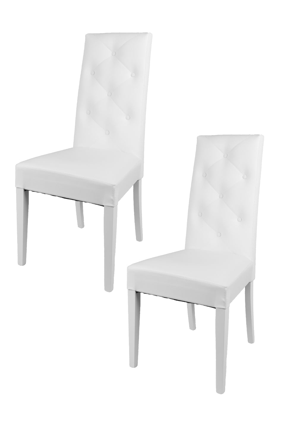Tommychairs - Set 2 sillas de Cocina, Comedor, Bar y Restaurante Chantal, solida Estructura en Madera de Haya y Asiento tapizado en Polipiel Blanco