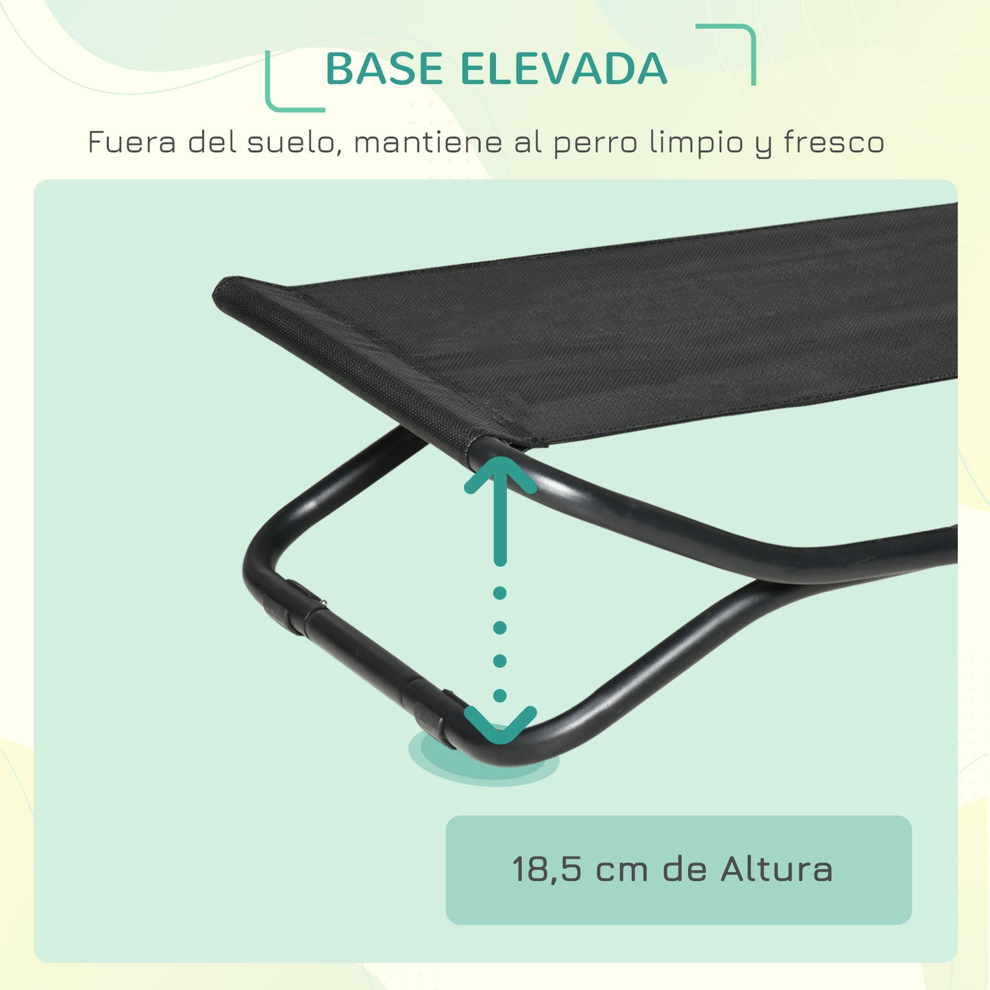 PawHut Cama Elevada para Perros Plegable Cama para Mascotas Pequeños Medianos con Tela de Malla Transpirable Marco de Acero para Interior Exterior 92x56,5x19,5 cm Negro