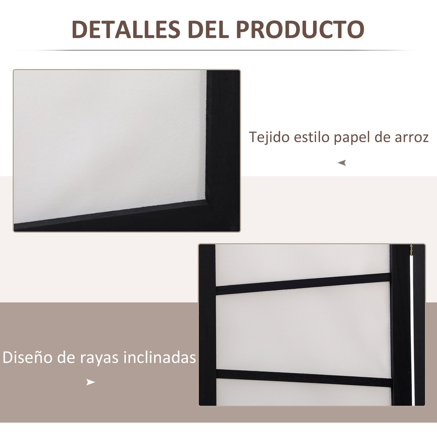 HOMCOM Biombo de 3 Paneles Divisor de Habitación Plegable 120x170 cm Separador de Ambientes de Madera Decoración para Oficina Dormitorio Salón Negro y Blanco