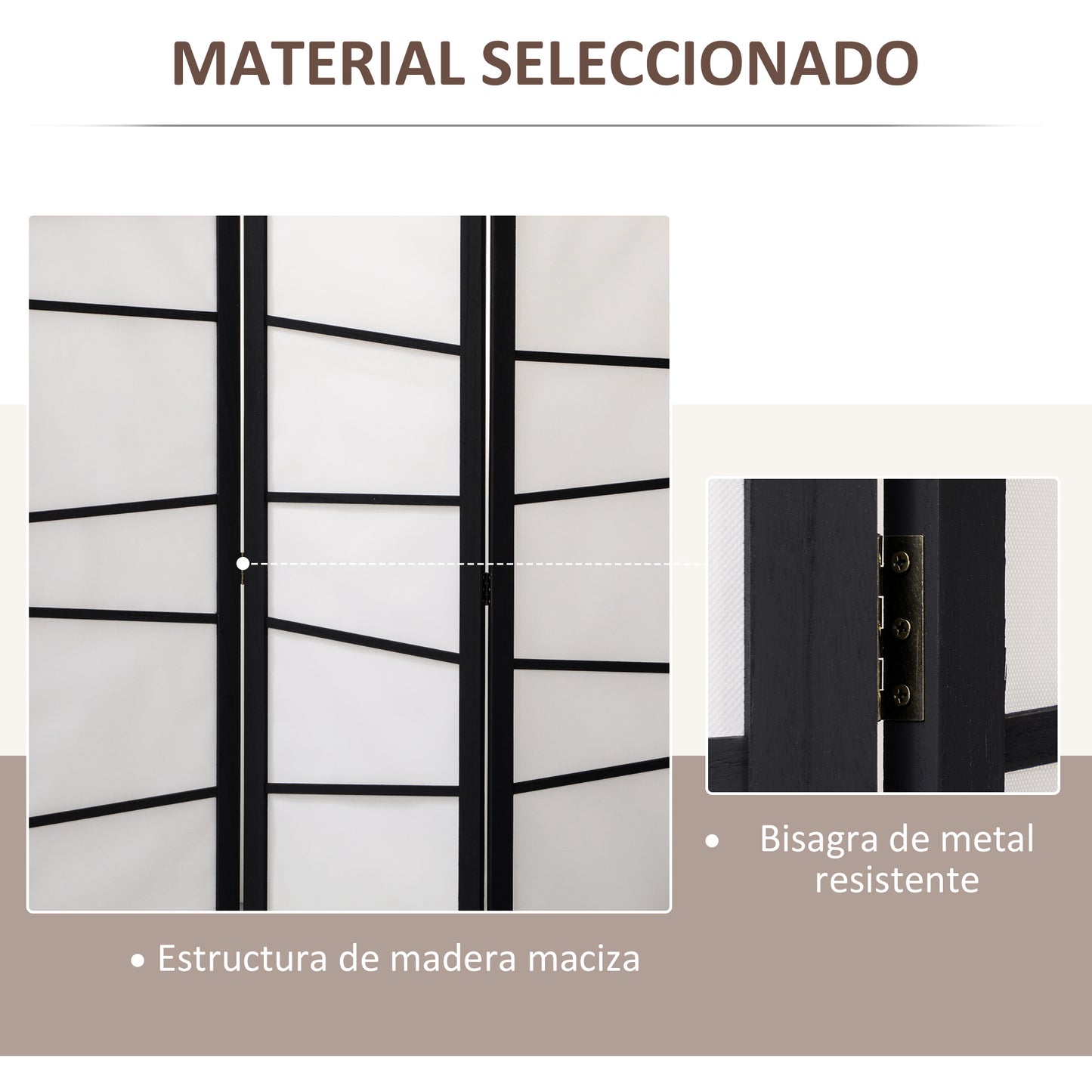 HOMCOM Biombo de 3 Paneles Divisor de Habitación Plegable 120x170 cm Separador de Ambientes de Madera Decoración para Oficina Dormitorio Salón Negro y Blanco