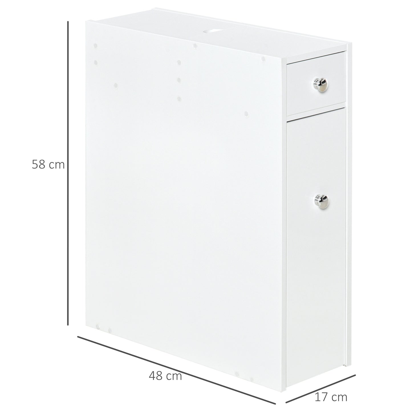 HOMCOM Armario Auxiliar de Baño Mueble de Baño Estrecho con 2 Cajones y Compartimiento Superior con Tapa para Lavabo Ducha 17x48x58 cm Blanco