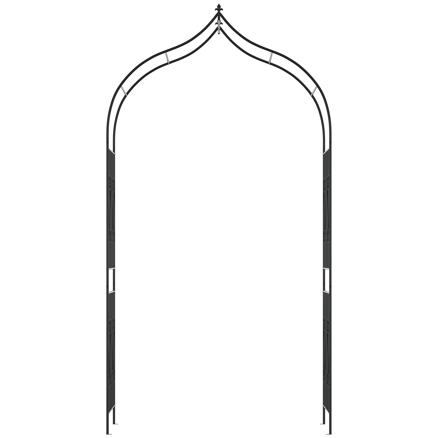 Outsunny Arco de Jardín de Metal Arco de Rosas Arco de Boda Diseño Enrejado para Plantas Trepaderas Enredaderas Exterior Patio Terraza 140x60x265 cm Negro