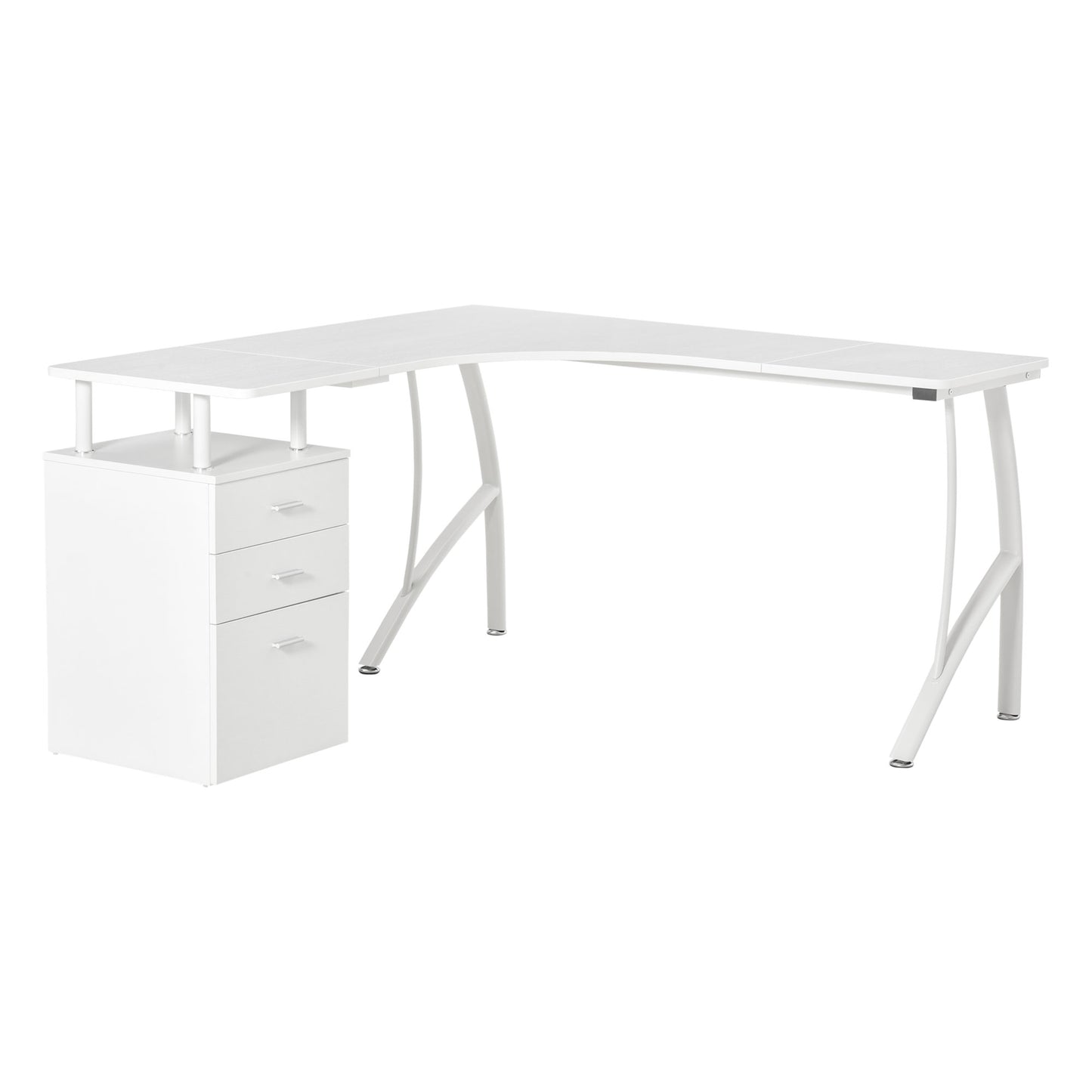 HOMCOM Escritorio Esquinero para Ordenador Escritorio en Forma de L con 3 Cajones Mesa Moderna para Oficina Estudio 152x143,5x76 cm Blanco