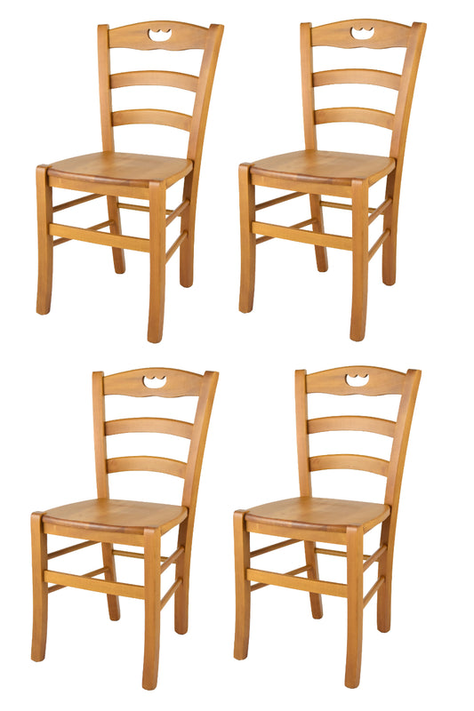 Tommychairs - Set 4 sillas de Cocina y Comedor Valentina, Estructura en Madera de Haya Color roble y Asiento de Madera