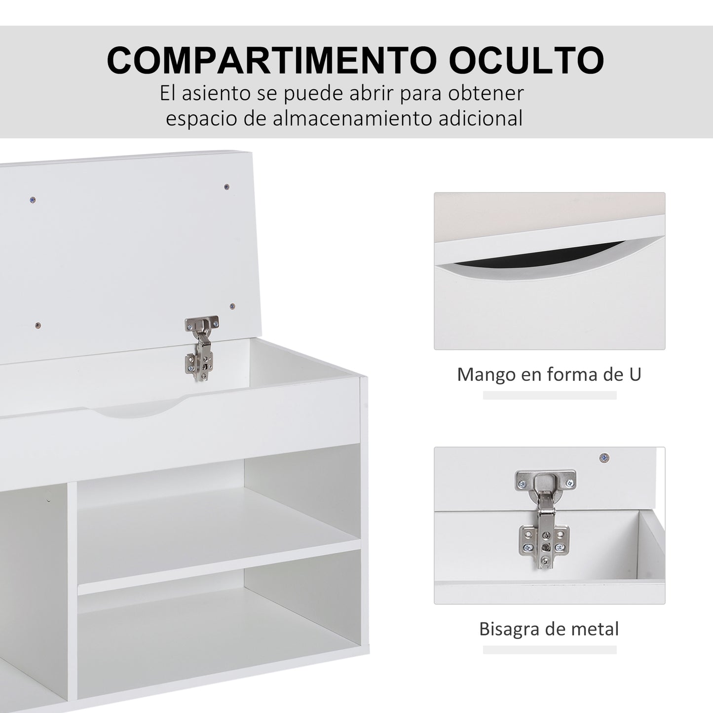 HOMCOM Banco Zapatero con Asiento Zapatero de Entrada Recibidor Moderno con Cajón Estantes Abiertos y 1 Cojín para Pasillo 80x30x47cm