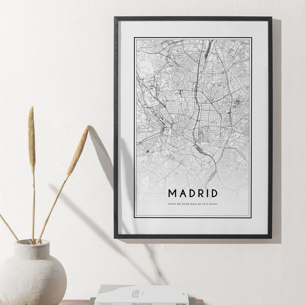 Lámina Madrid City 30 x 40 cm Marco negro - Hannun