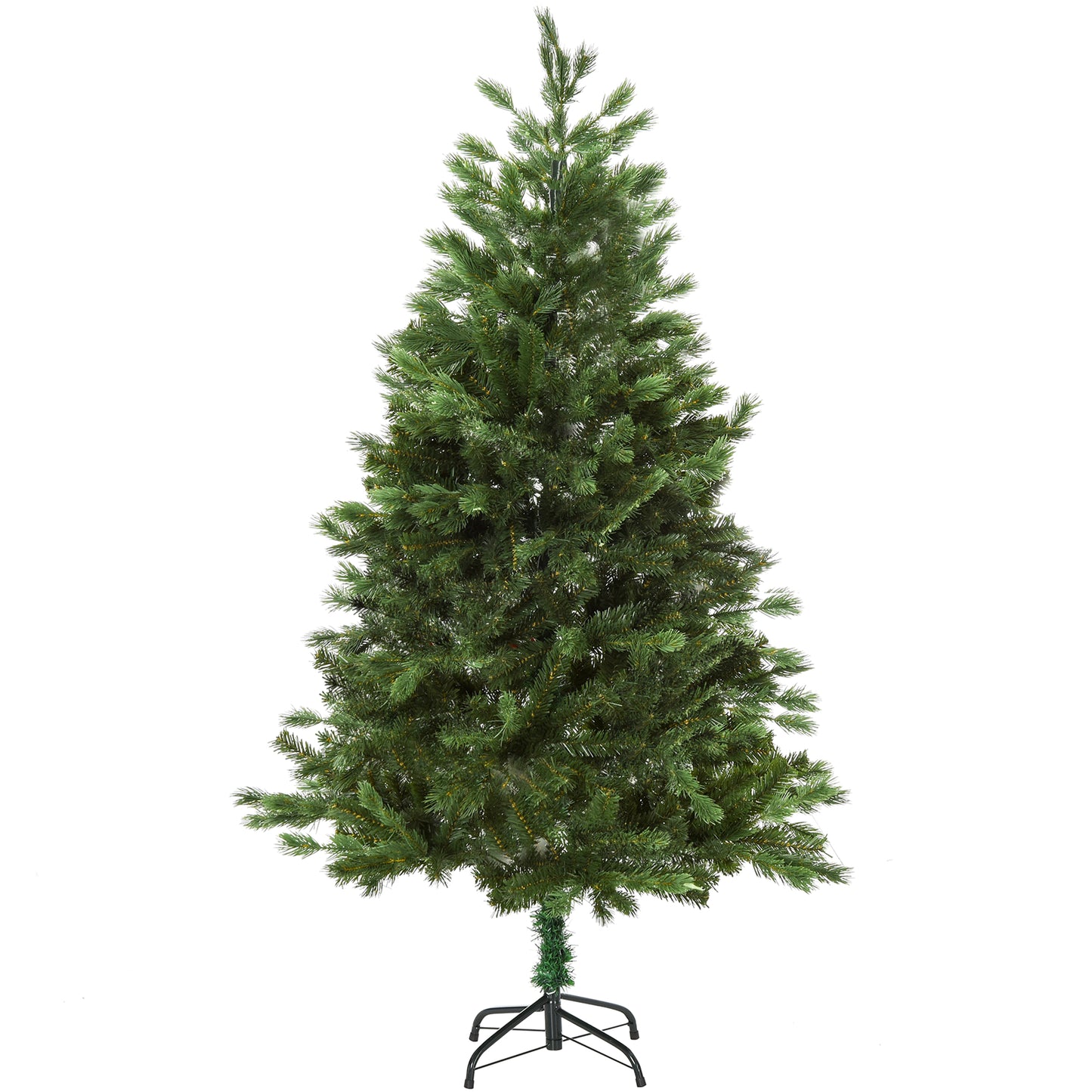 HOMCOM Árbol de Navidad Ø105x210 cm Artificial con 934 Ramas PE Tridente y PVC Individual y Base Plegable Árbol Navideño Decorativo Exteriores Interiores Verde