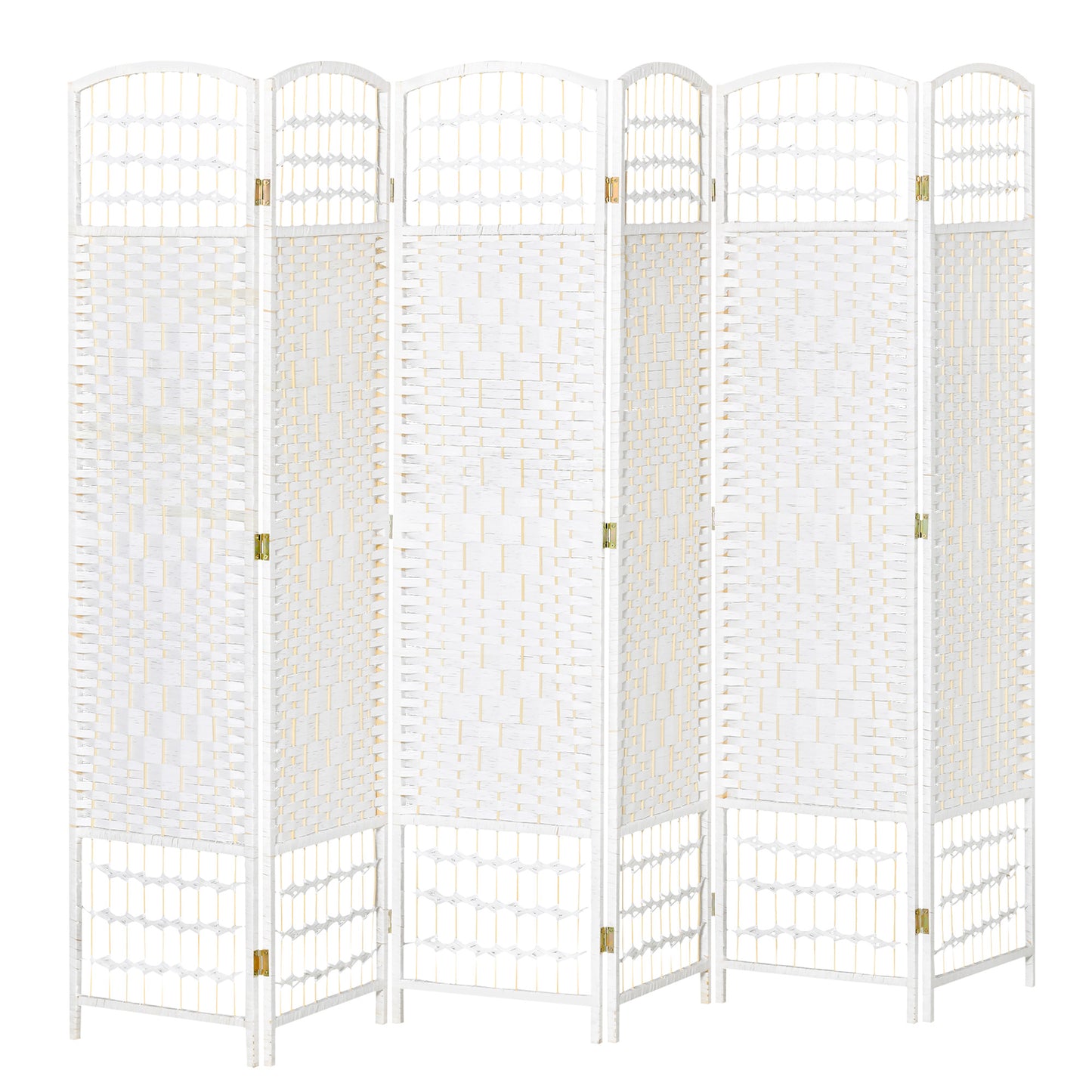 HOMCOM Biombo de 6 Paneles Separador de Ambientes Plegable 242x170 cm Divisor de Habitación de Fibra de Papel Decoración Elegante para Dormitorio Salón Blanco