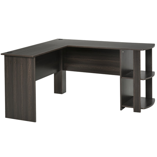 HOMCOM Mesa de Ordenador PC Escritorio para Oficina Hogar Tipo Esquinera Forma L con Estantes 136x130x72cm Madera