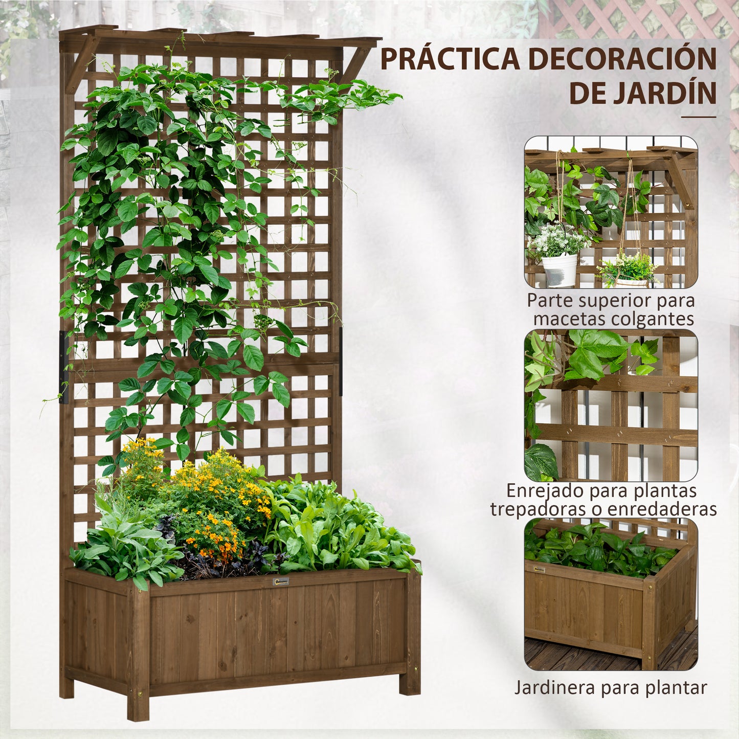UNHO Soporte Plantas de Madera Estantería Decorativa de Macetas Plantas  para Exterior Interior con 6 estantes 96×95×25cm