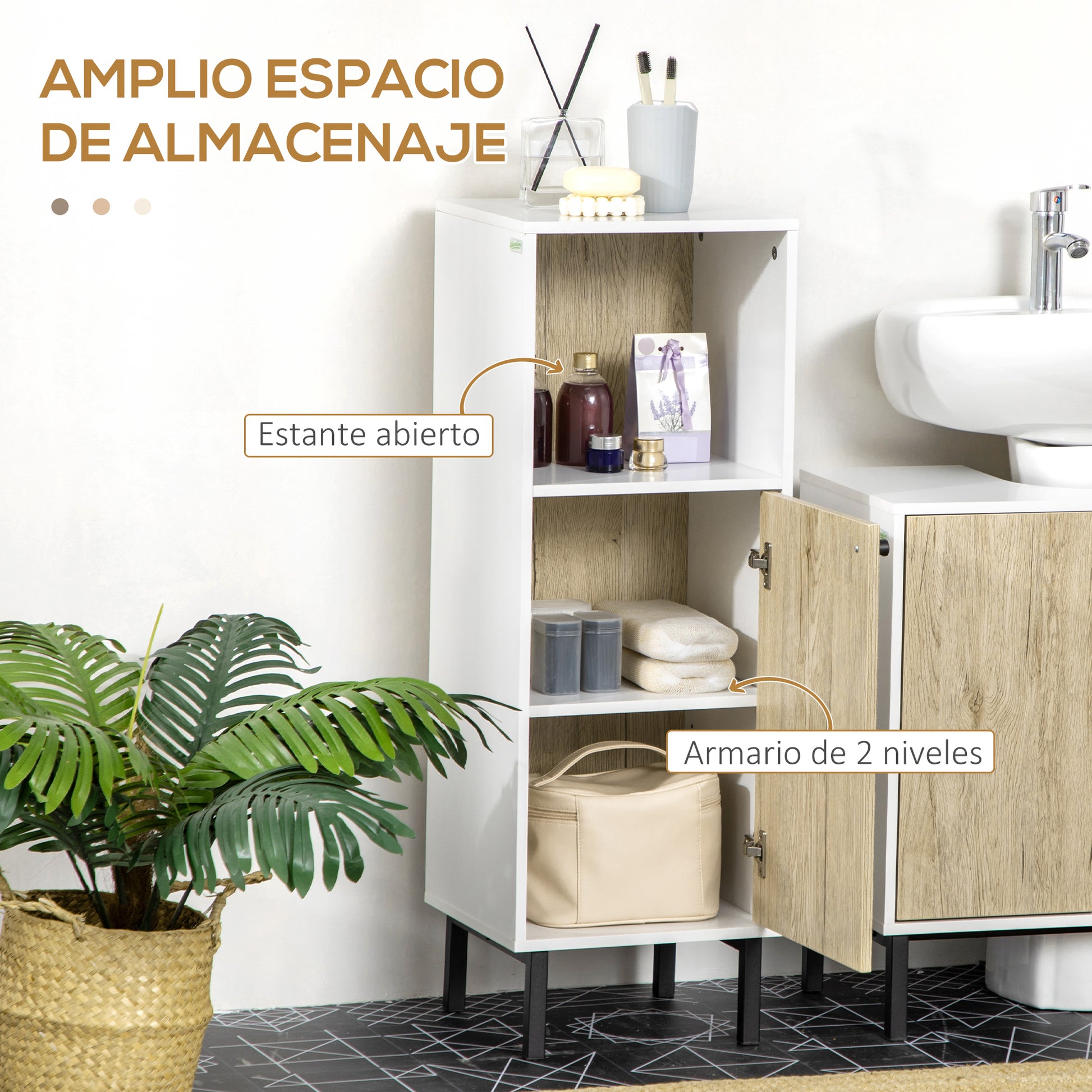 kleankin Armario Alto de Baño Mueble Columna de Baño Armario de Almace –  Bechester