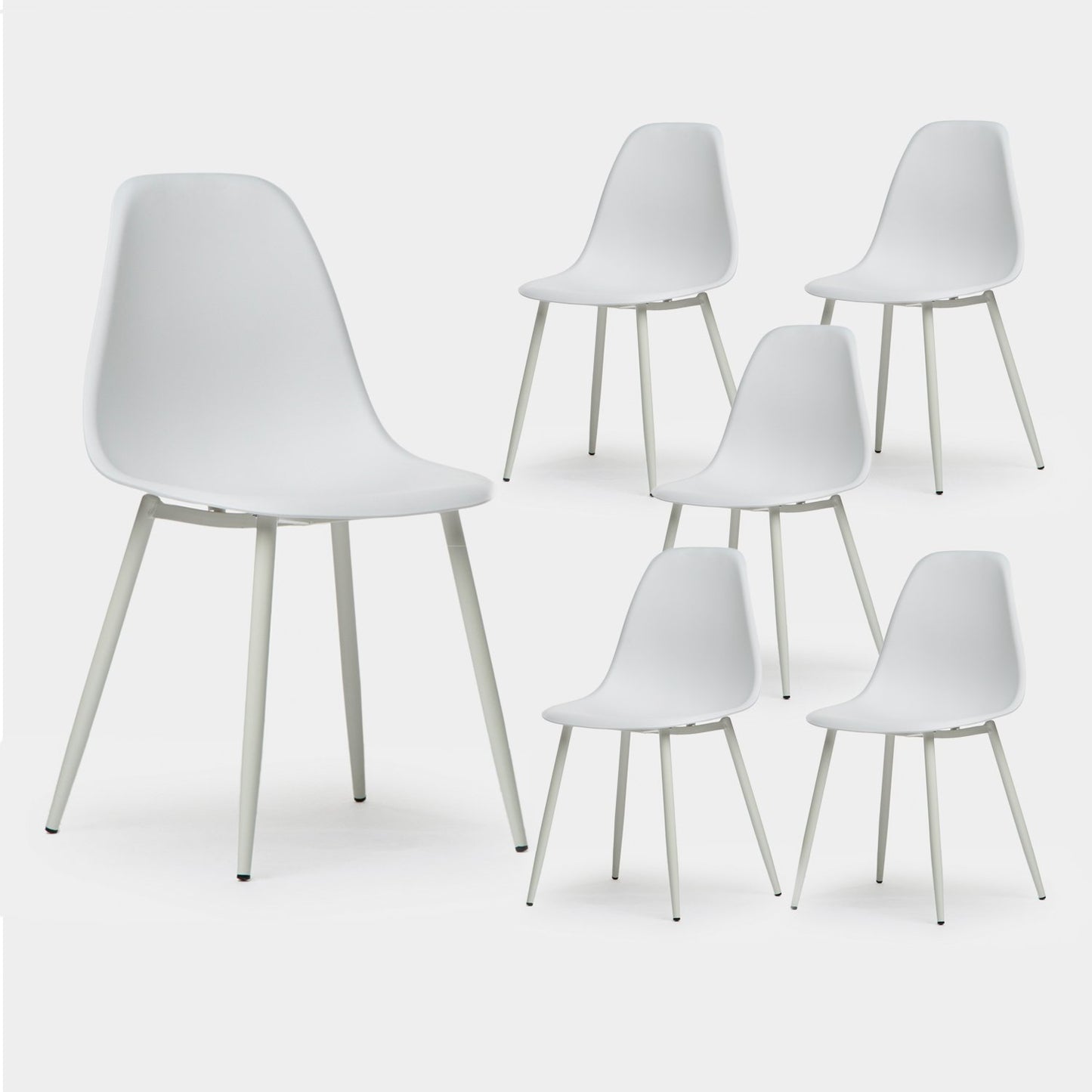 Pack 6 sillas de comedor en polipropileno blanco Nina -  Klast