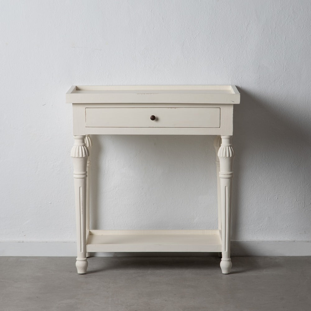 Mesa Auxiliar Blanco Roto Madera Mindi 72 X 47 X 77 Cm - IXIA