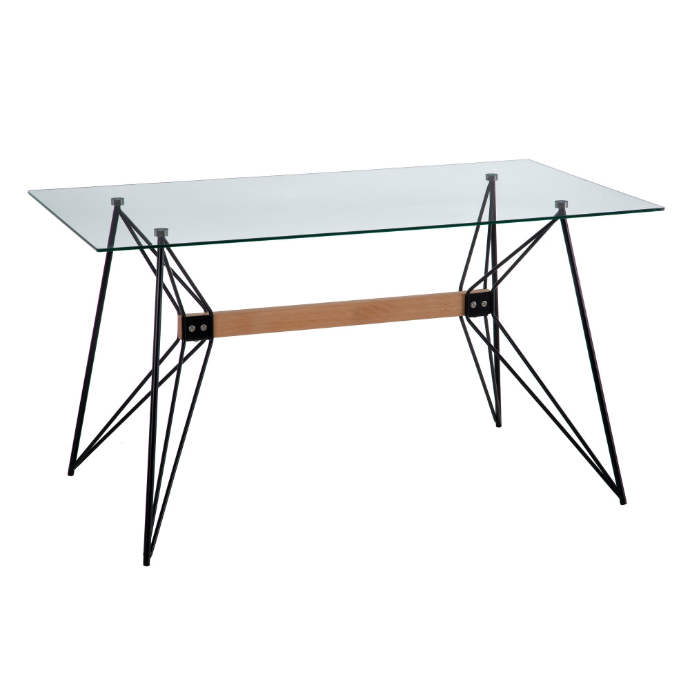 Mesa Comedor Negro Metal-cristal Salón 140 X 80 X 75 Cm - IXIA