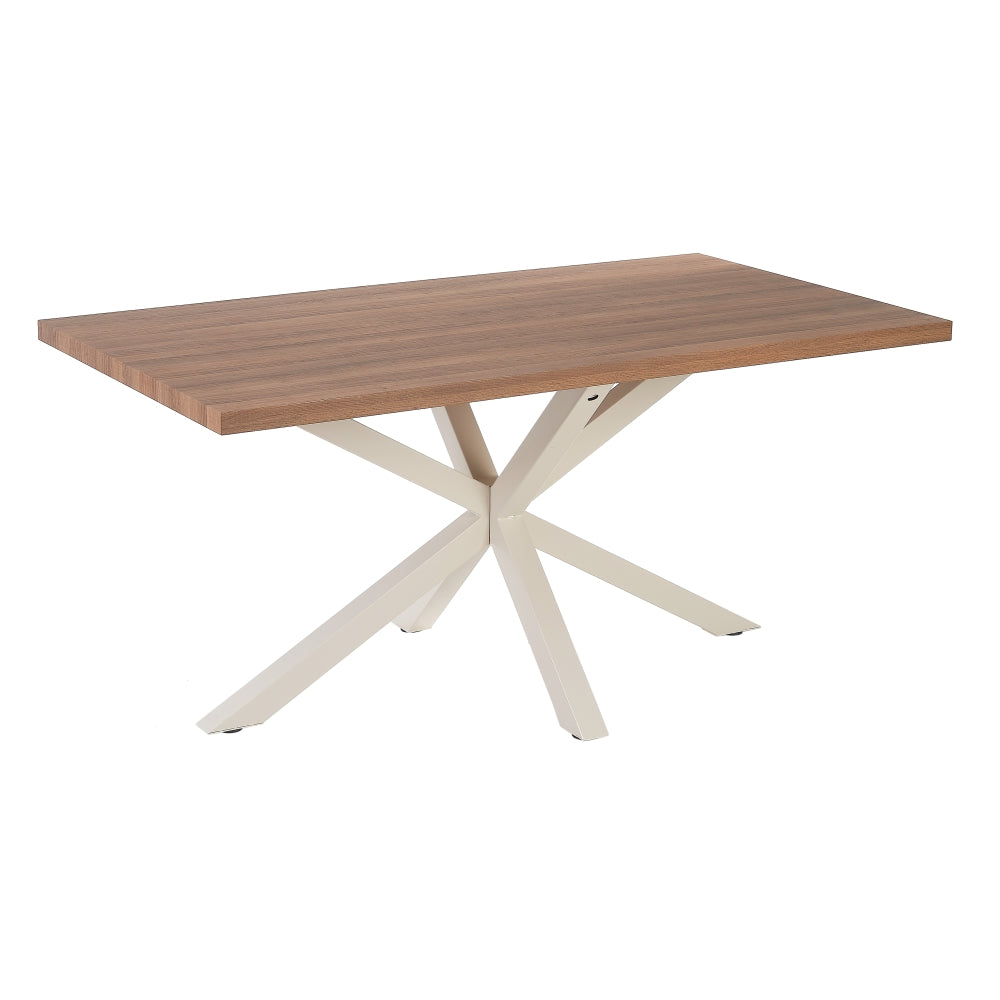 Mesa Comedor Natural-blanco Dm-metal 160 X 90 X 76 Cm - IXIA