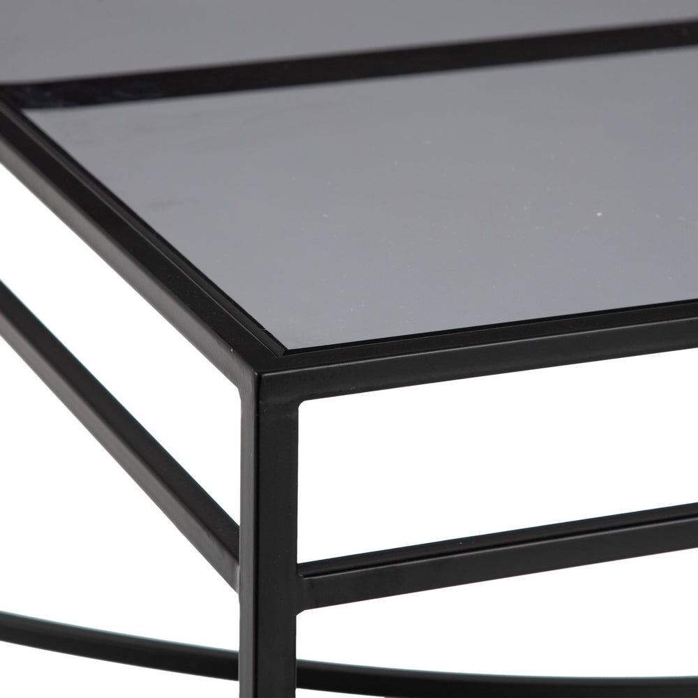 Mesa Centro Negro Metal / Cristal Salón 100 X 60 X 45,50 Cm - IXIA