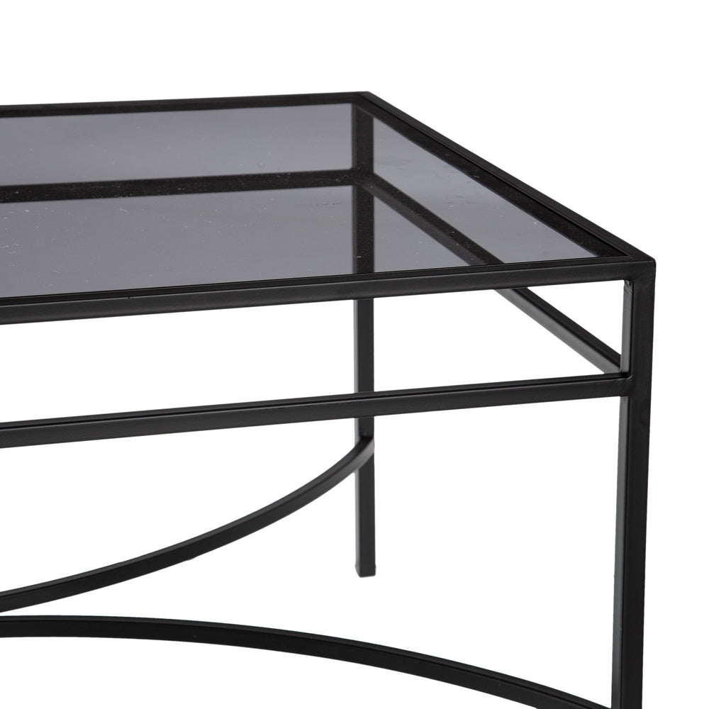 Mesa Centro Negro Metal / Cristal Salón 100 X 60 X 45,50 Cm - IXIA