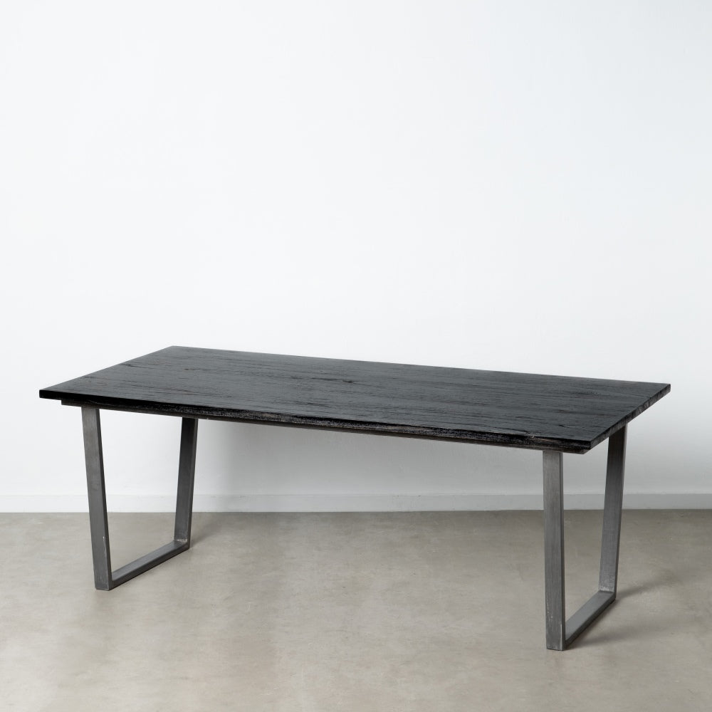 Mesa Comedor Negro Madera / Metal Salón 200 X 100 X 78 Cm - IXIA