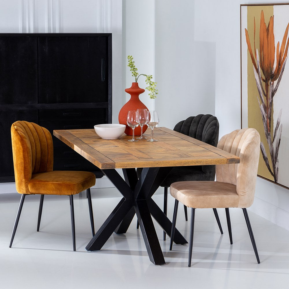 Mesa Comedor Natural-negro 160 X 90 X 76 Cm - IXIA