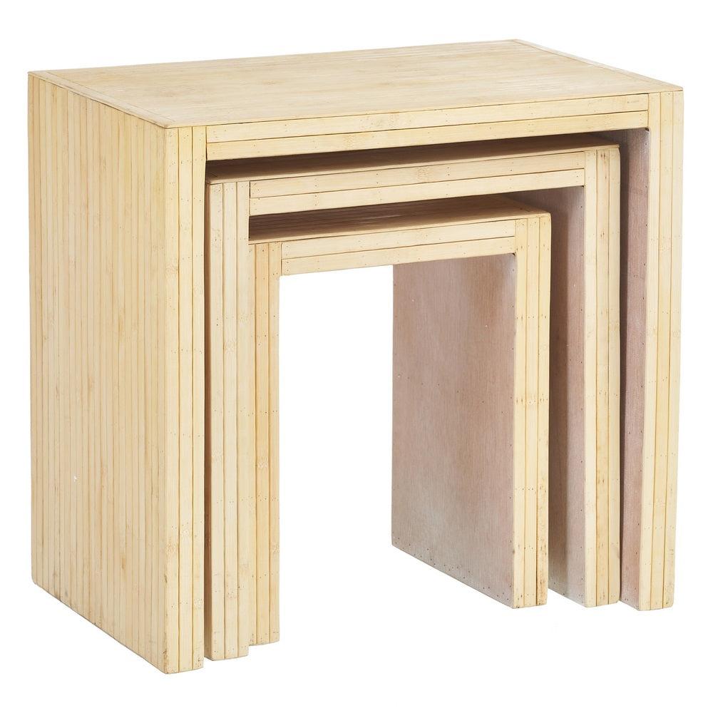 S/3 Mesa Auxiliar Natural Madera Salón 60 X 40,50 X 58 Cm - IXIA