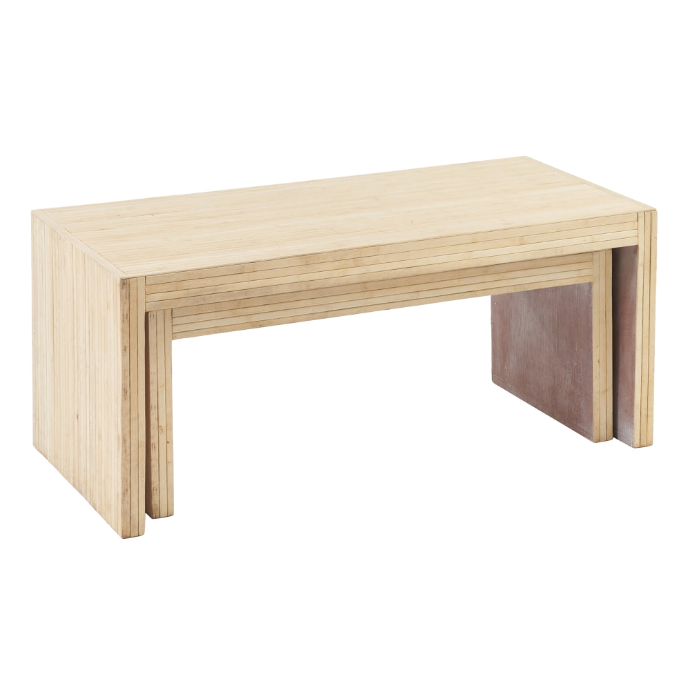 S/2 Mesa Centro Natural Madera Salón 110 X 55 X 50 Cm - IXIA