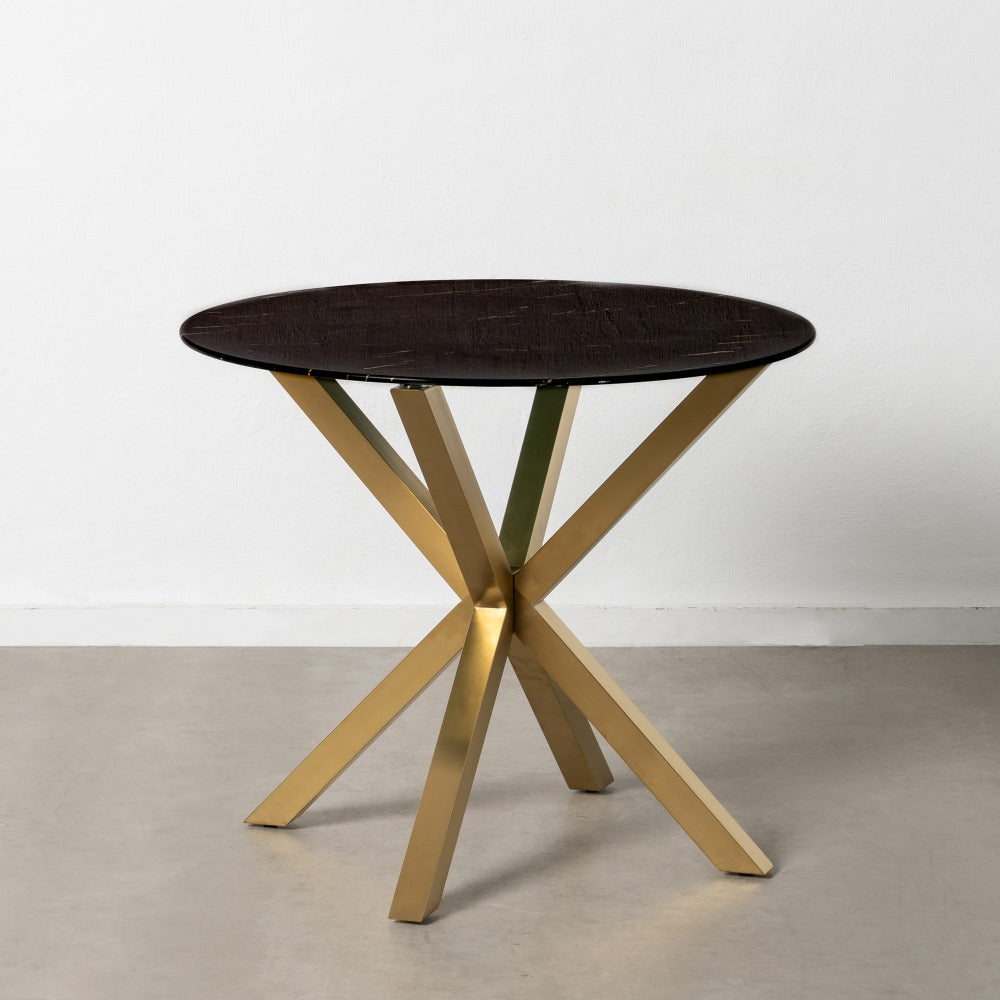 Mesa Comedor Mármol Negro-oro 90 X 90 X 76 Cm - IXIA