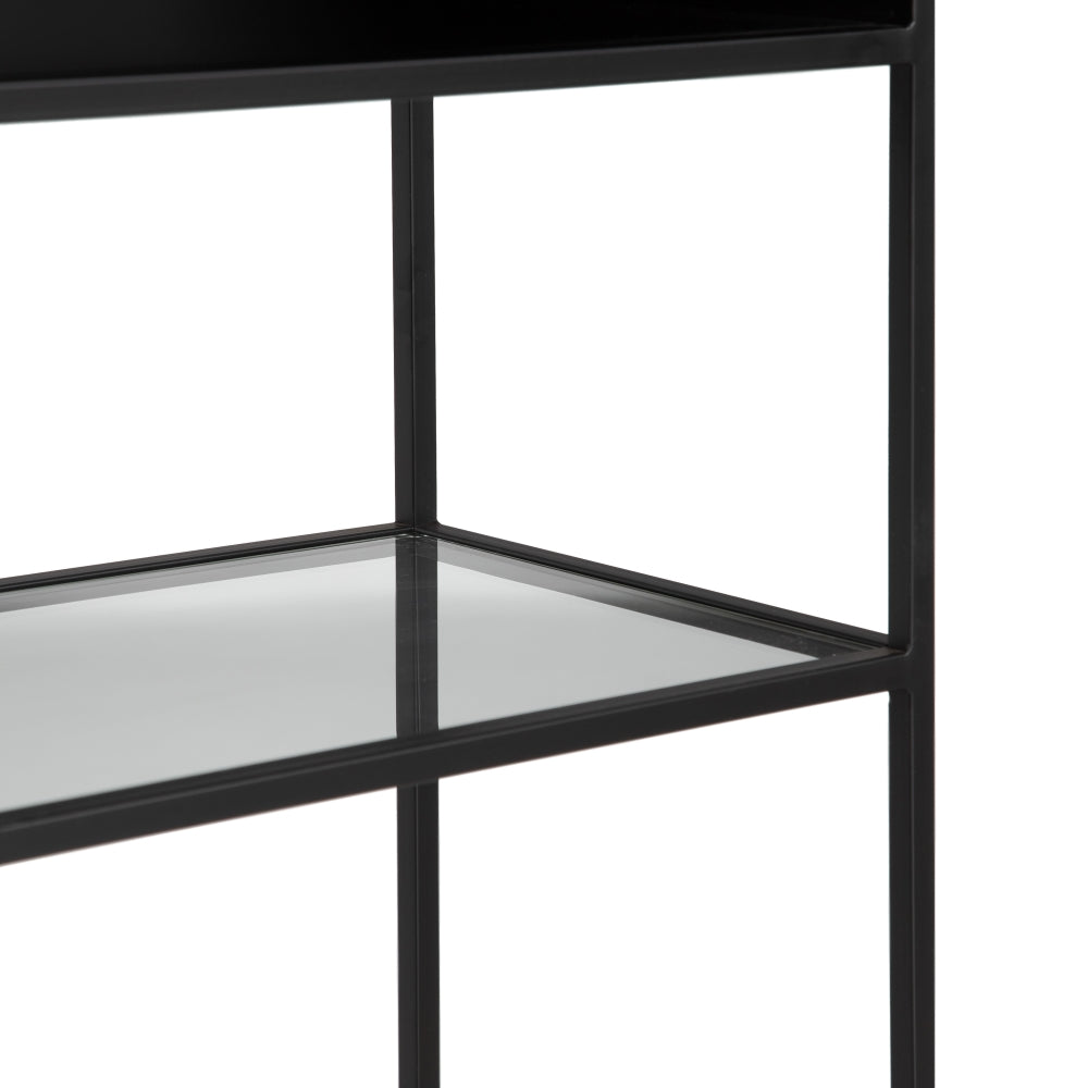 Estantería Negro Cristal/metal Salón 55 X 30 X 132 Cm - IXIA