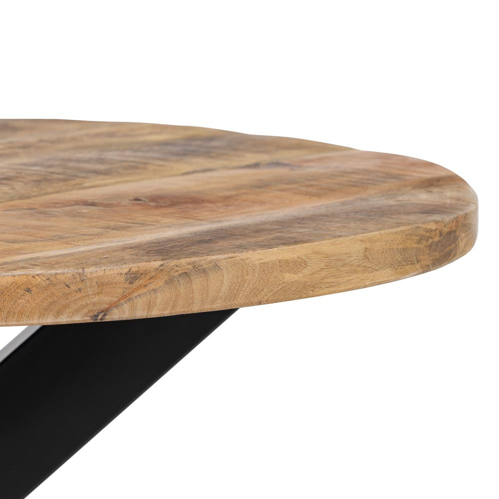 Mesa Centro Natural-negro Madera-hierro 80 X 80 X 45 Cm - IXIA