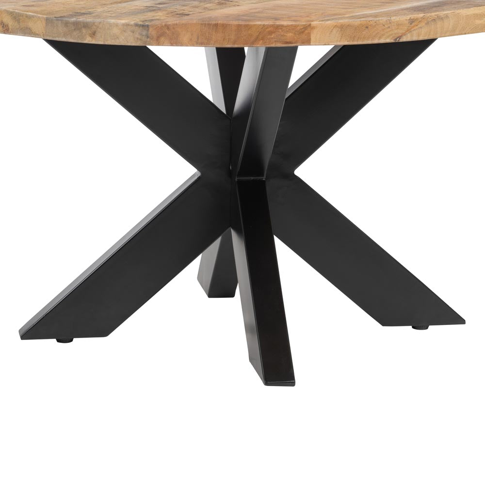 Mesa Centro Natural-negro Madera-hierro 80 X 80 X 45 Cm - IXIA