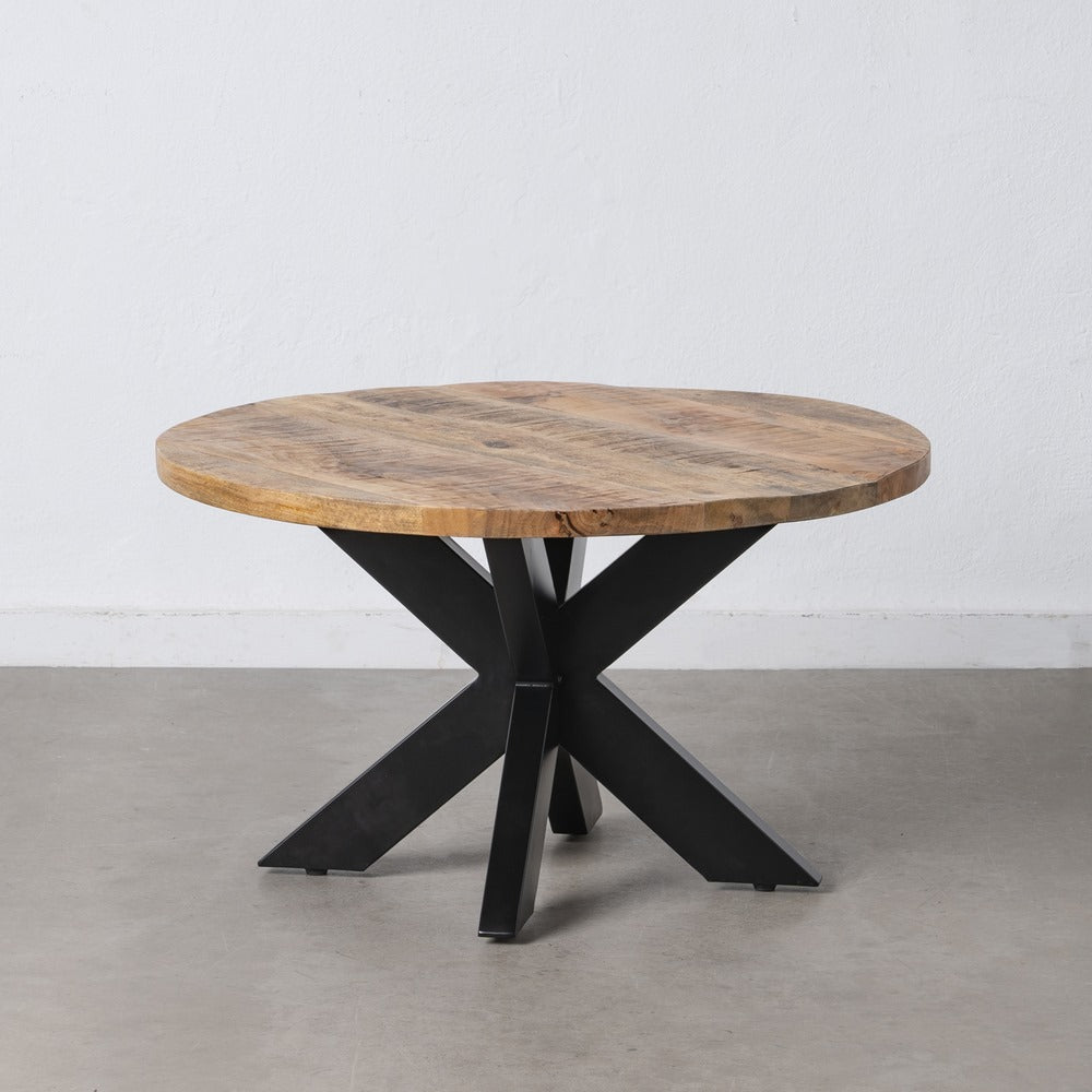 Mesa Centro Natural-negro Madera-hierro 80 X 80 X 45 Cm - IXIA