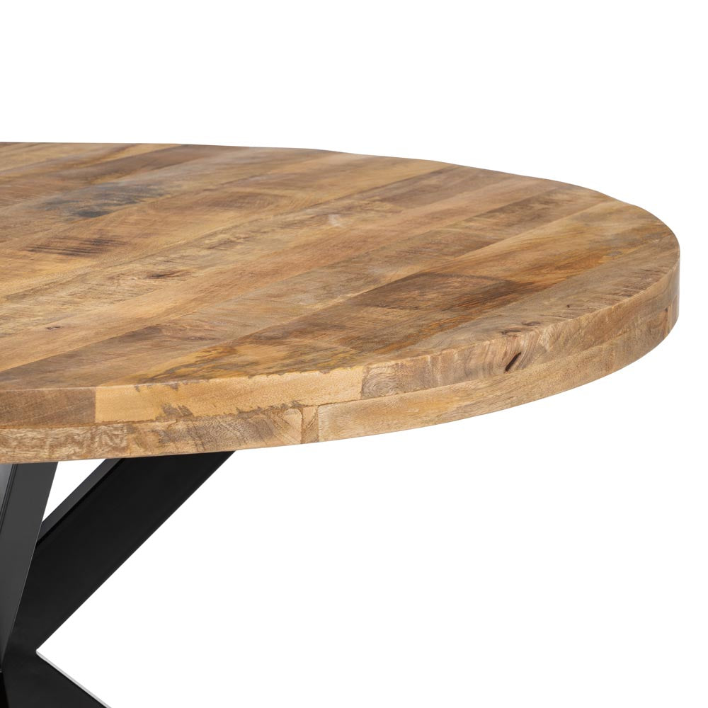 Mesa Comedor Natural-negro Madera-hierro 140 X 140 X 77 Cm - IXIA