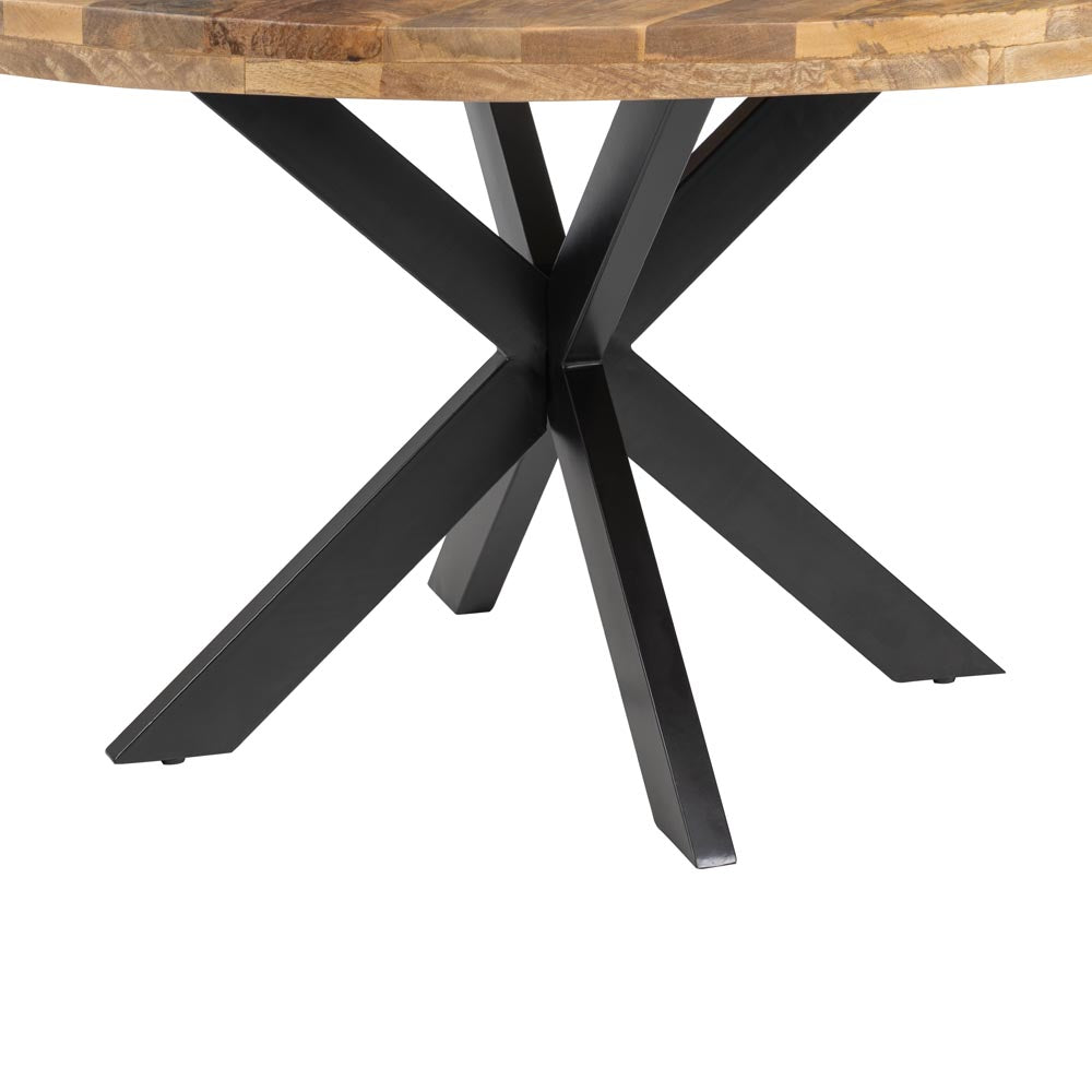 Mesa Comedor Natural-negro Madera-hierro 140 X 140 X 77 Cm - IXIA