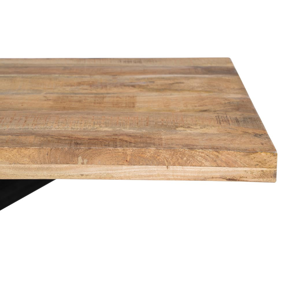 Mesa Comedor Natural-negro Madera-hierro 180 X 90 X 79 Cm - IXIA