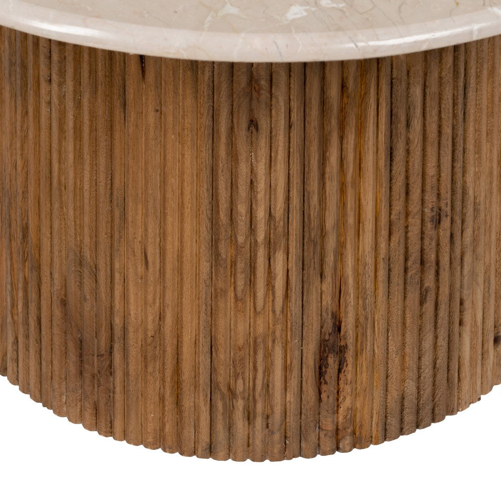 Mesa Centro Natural-crema Mármol/madera 76 X 76 X 45 Cm - IXIA