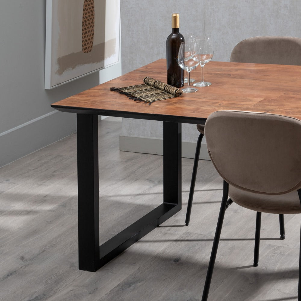 Mesa Comedor Negro-marrón Madera-hierro 160 X 90 X 76 Cm - IXIA