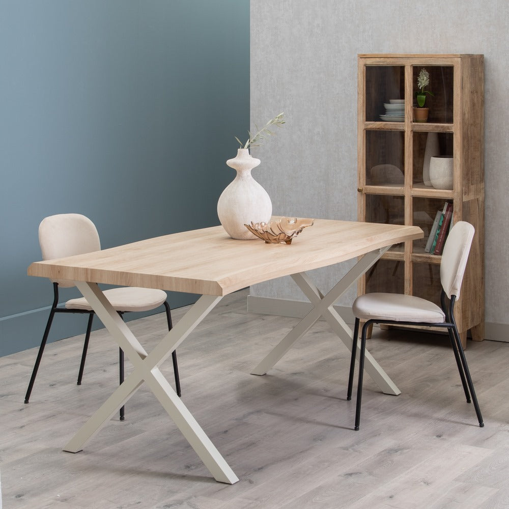 Mesa Comedor Natural-crema Dm-metal 180 X 90 X 75 Cm - IXIA