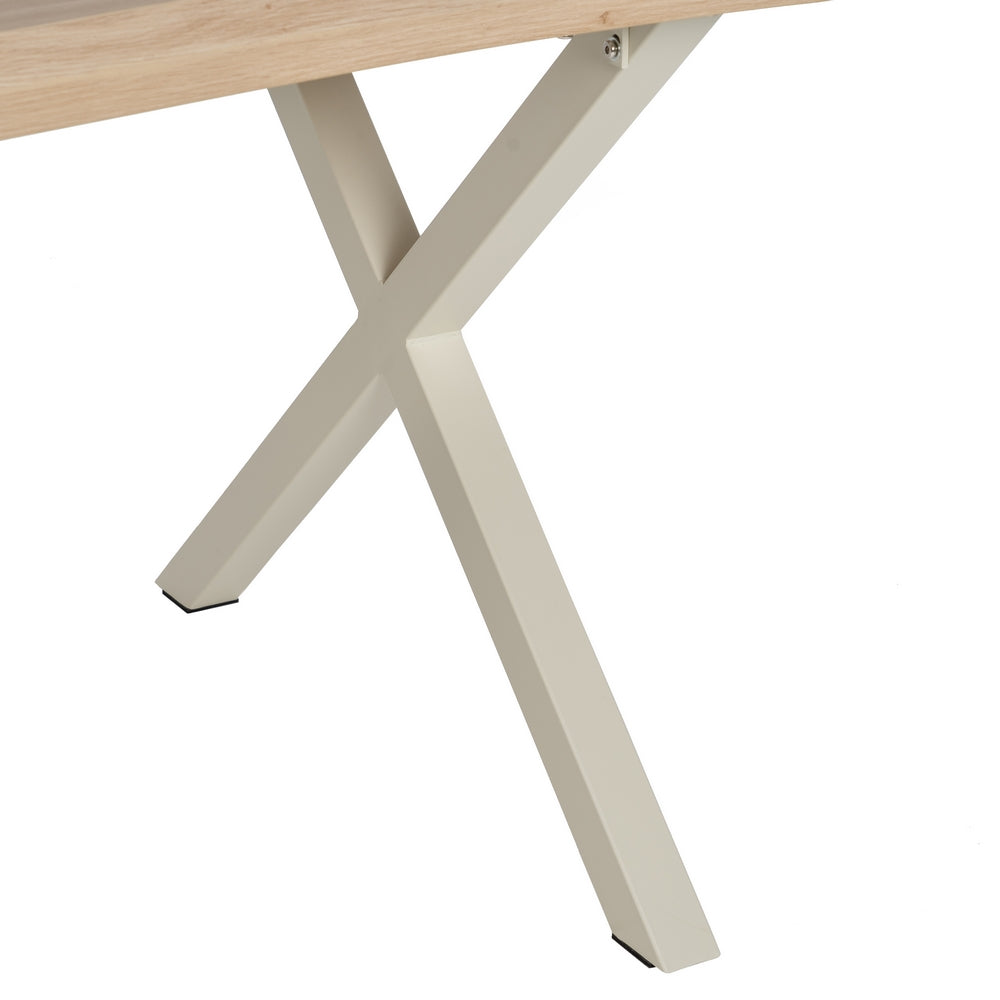 Mesa Comedor Natural-crema Dm-metal 180 X 90 X 75 Cm - IXIA