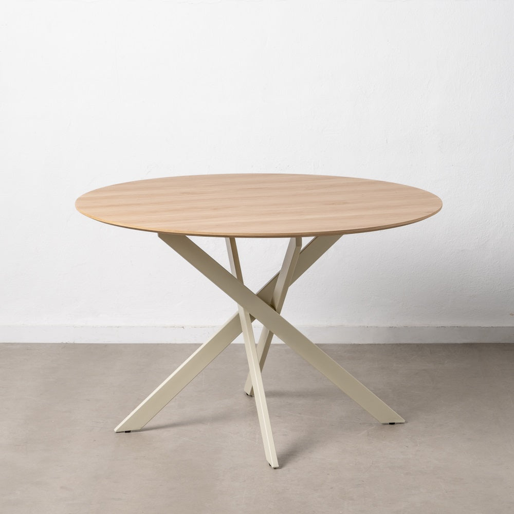 Mesa Comedor Natural-crema Dm-metal 120 X 120 X 75 Cm - IXIA