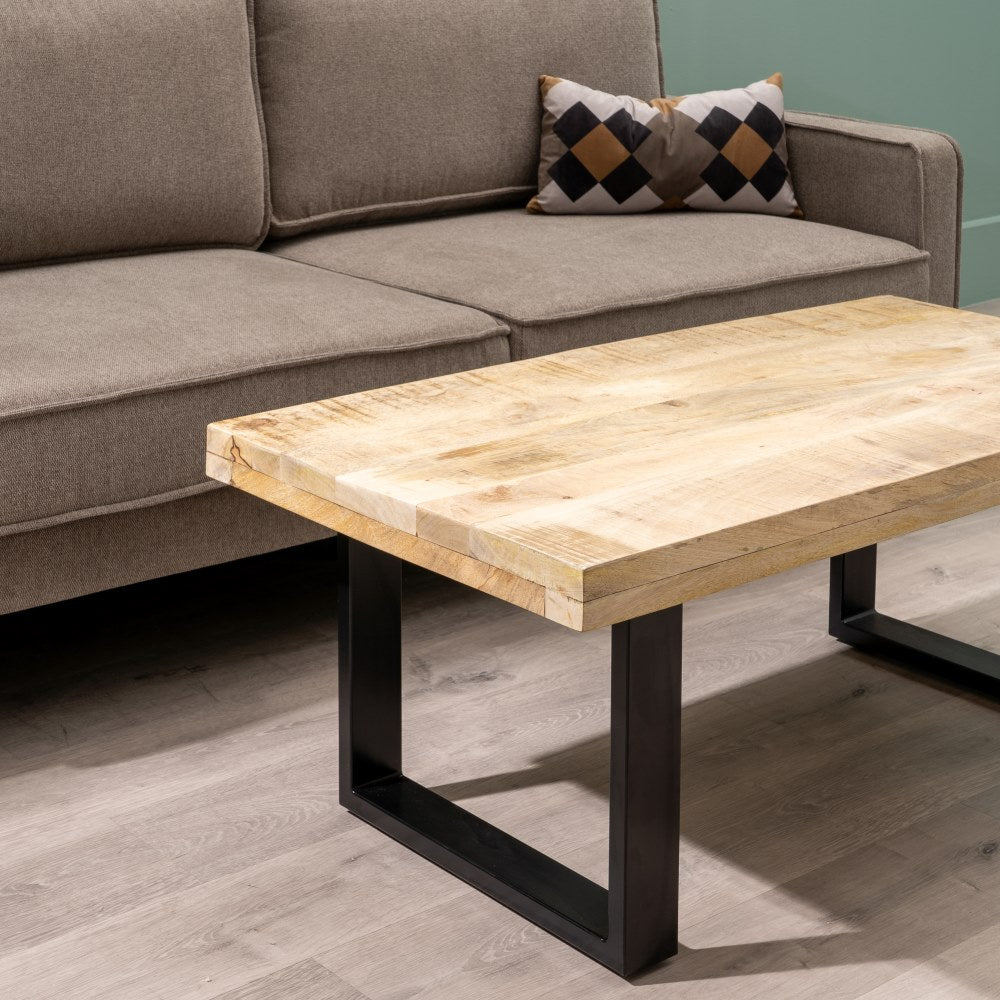 Mesa Centro Natural-negro Madera / Metal 120 X 60 X 45 Cm - IXIA