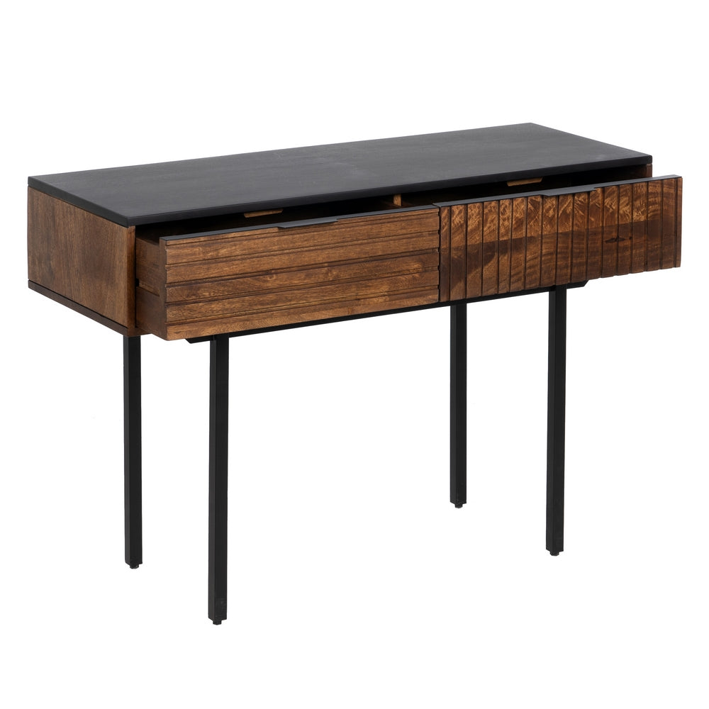 Consola Marrón-negro Madera-hierro 110 X 40 X 76 Cm - IXIA