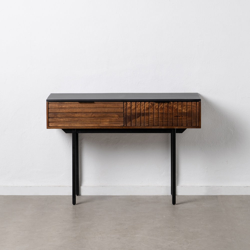 Consola Marrón-negro Madera-hierro 110 X 40 X 76 Cm - IXIA