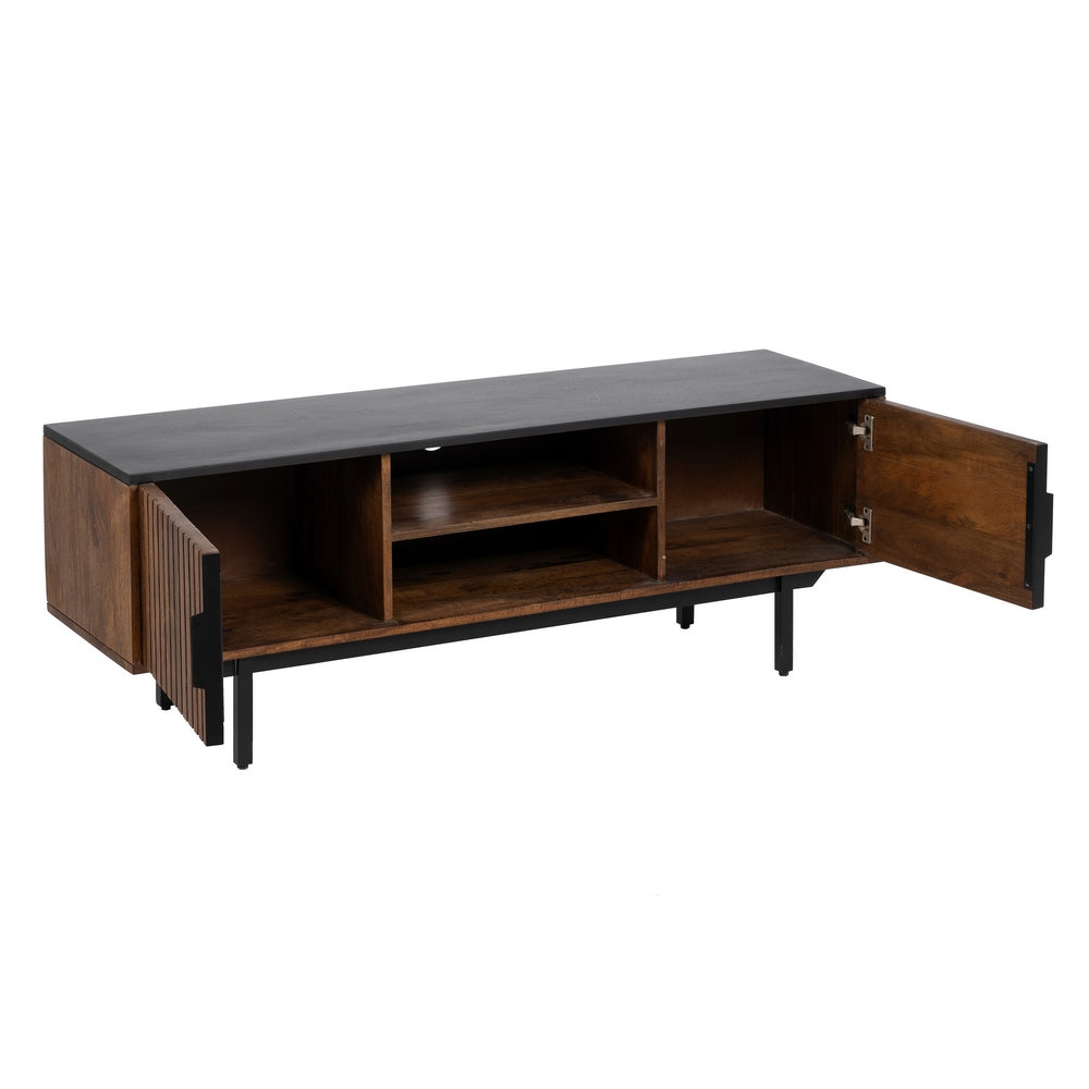 Mueble Tv Marrón-negro Madera-hierro 140 X 40 X 50 Cm - IXIA