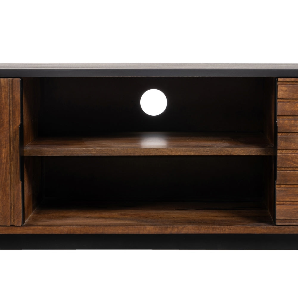 Mueble Tv Marrón-negro Madera-hierro 140 X 40 X 50 Cm - IXIA