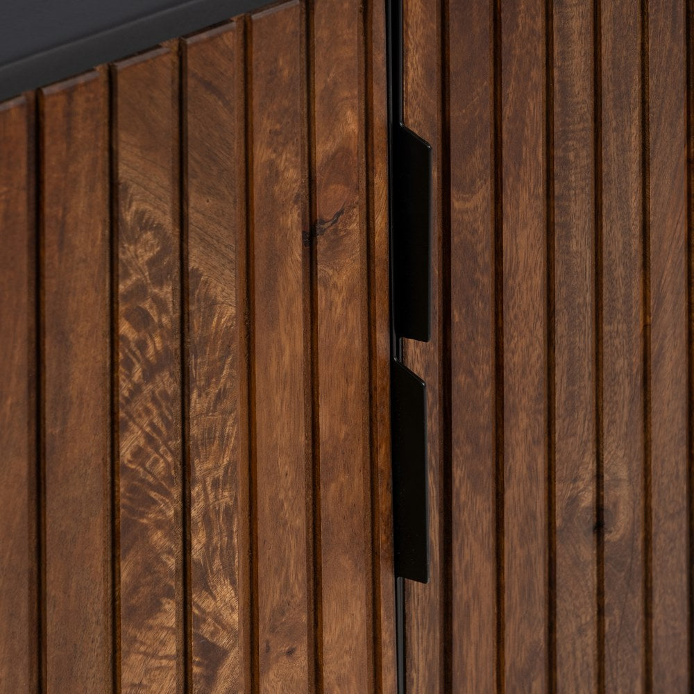 Aparador Marrón-negro Madera-hierro 160 X 40 X 75 Cm - IXIA