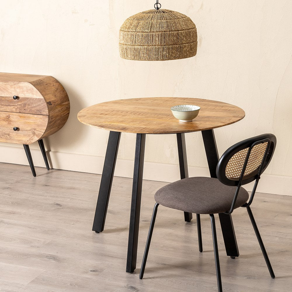 Mesa Comedor Natural-negro Madera-hierro 90 X 90 X 77 Cm - IXIA