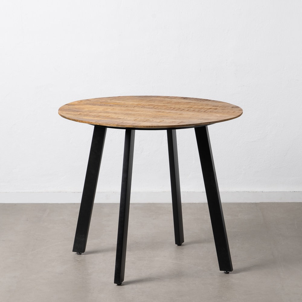 Mesa Comedor Natural-negro Madera-hierro 90 X 90 X 77 Cm - IXIA